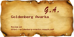 Goldenberg Avarka névjegykártya